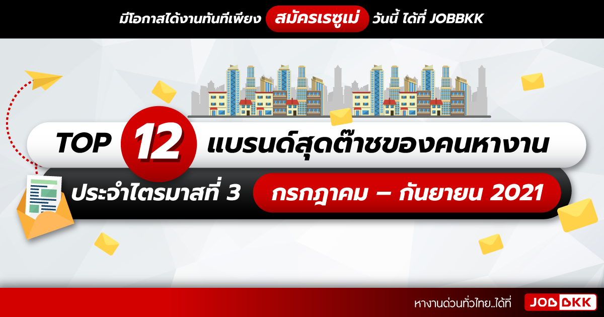 หางาน,สมัครงาน,งาน,TOP 12 แบรนด์สุดต๊าชของคนหางาน ประจำไตรมาสที่ 3 ก.ค. – ก.ย. 2021